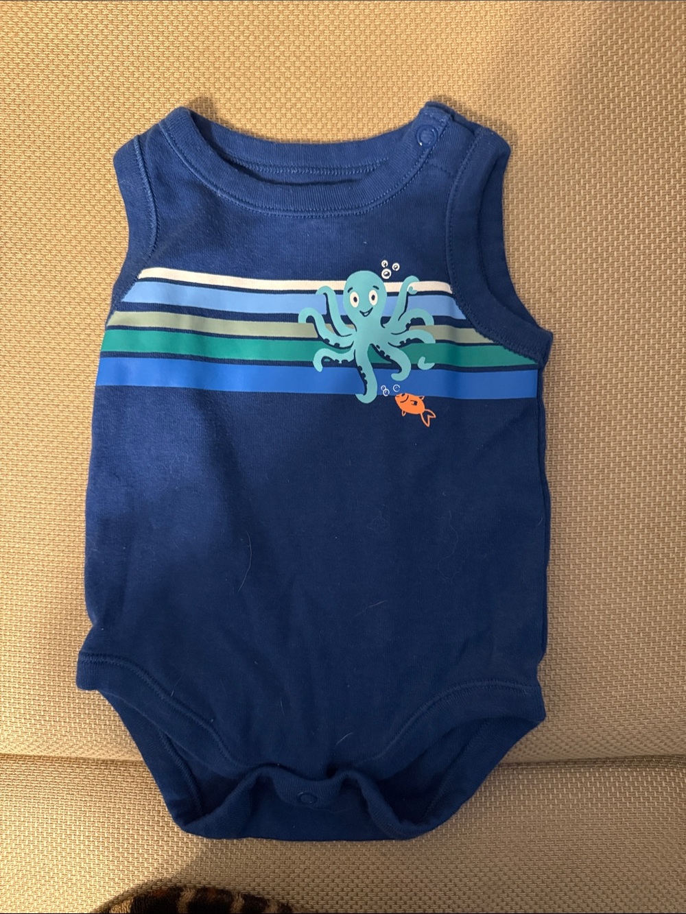 wonder nation Navy Octopus Stripe Sleeveless One-Piece